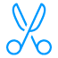 blue icon of a pair of scissors
