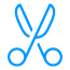 blue icon of a pair of scissors