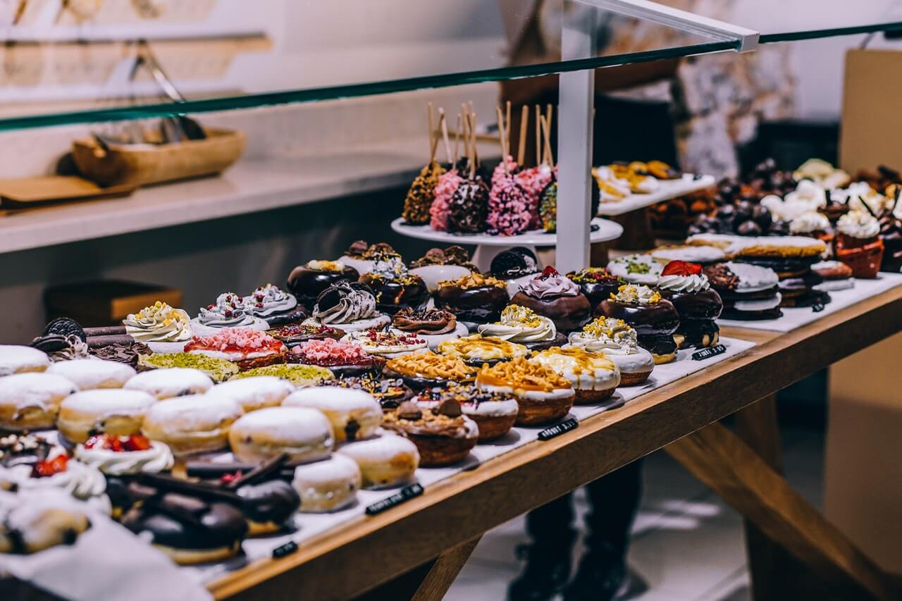 Shopfront with a selection of baked desserts