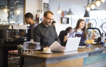 Workers working in a cafe